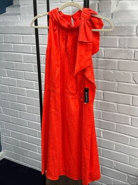 Glamour Vibrant Orange One-Shoulder Tie Dress